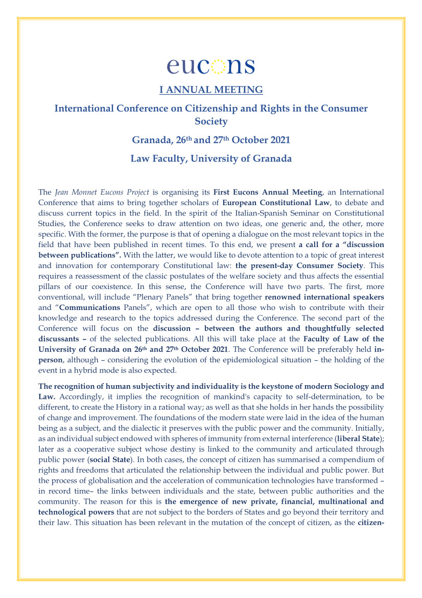 International Conference on Citizenship and Rights in the Consumer Society