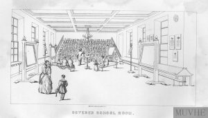Ejercicio en las gradas de un aula de educación primaria (David Stow)